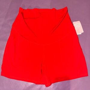 Vibrant Red High Waist Women's maternity biker Shorts